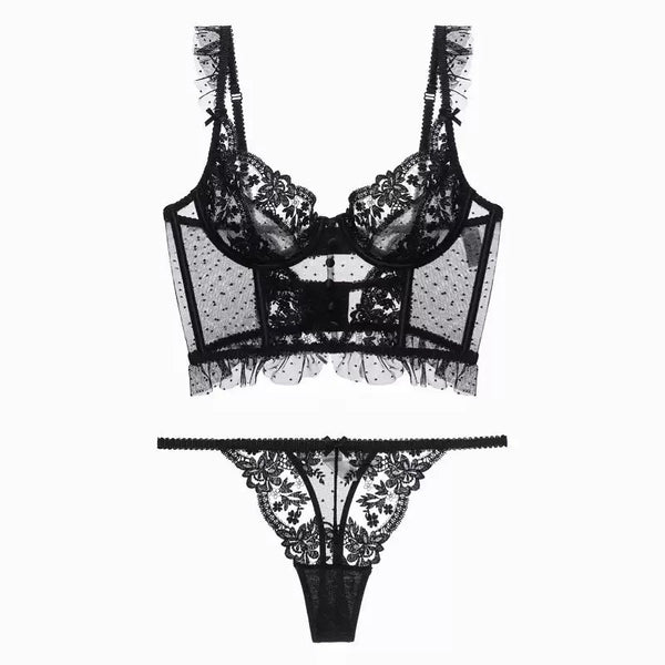 Meadow Lace Corset Set Black